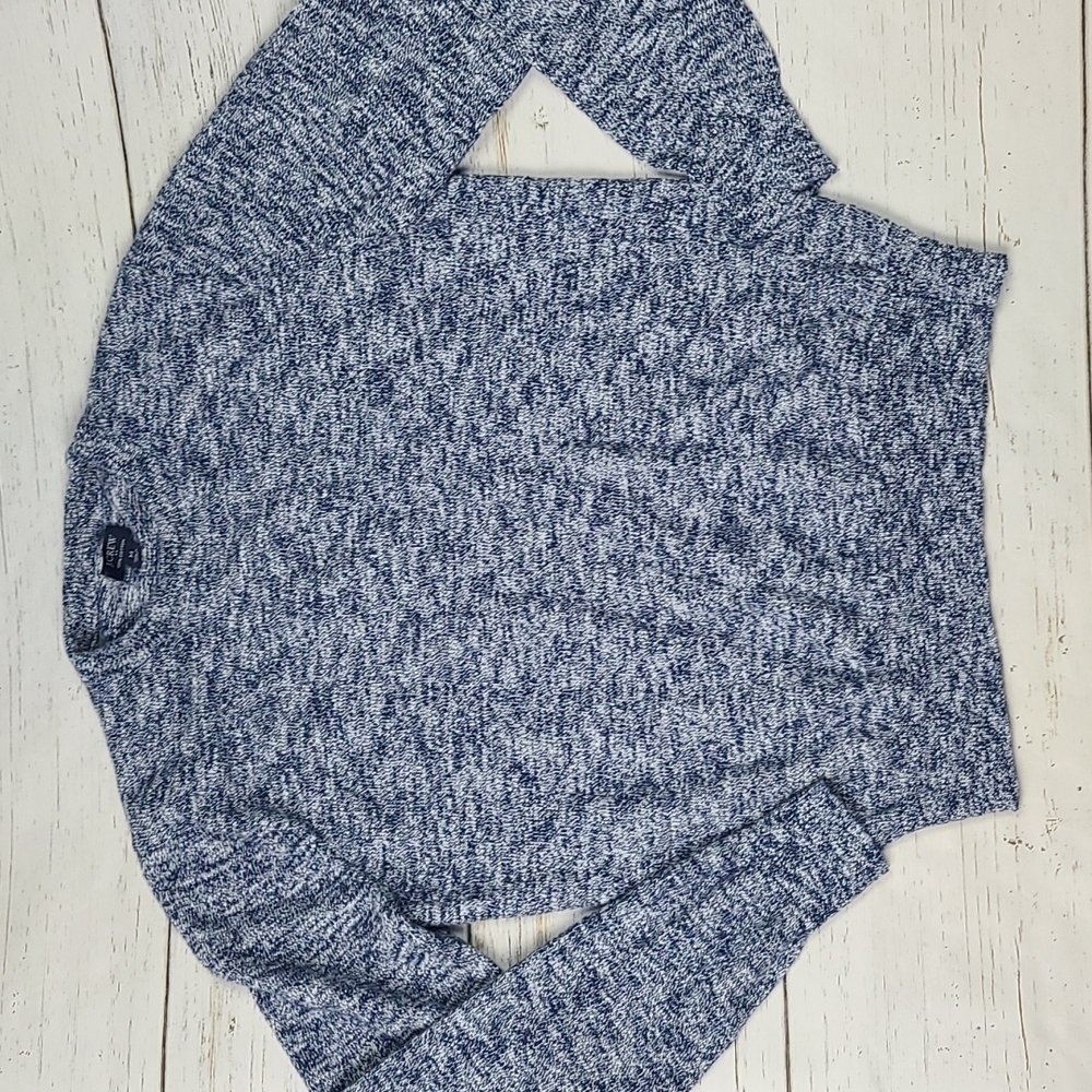J. Crew Blue Heathered Crew Neck Sweater Size Medium